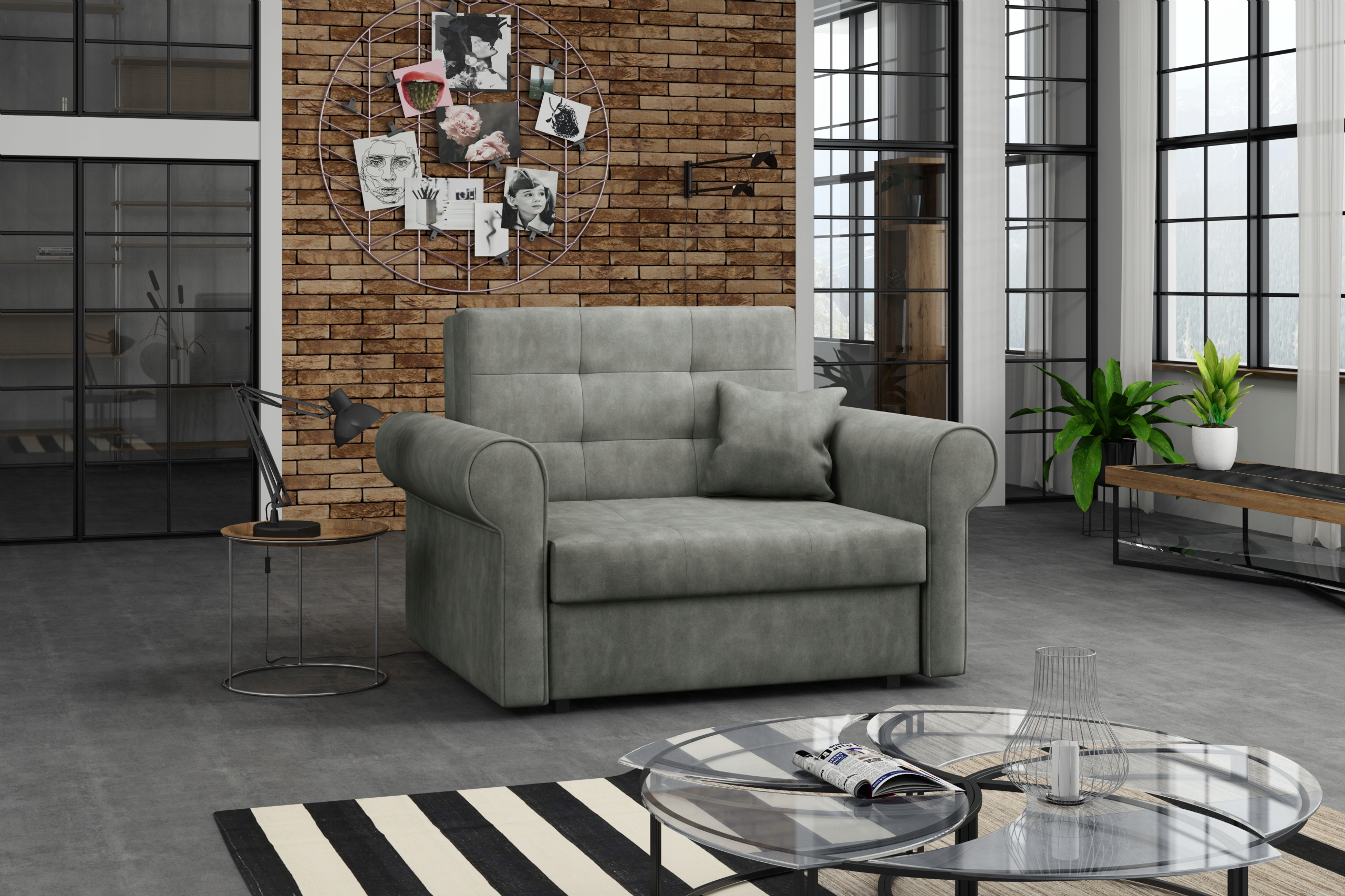 

sofa Viva I Silver jednoosobowa rozkładana spanie