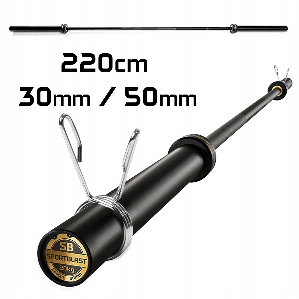 Gryf Olimpijski prosty Łożyskowany 220cm 50mm Sztanga Zaciski olimpijska