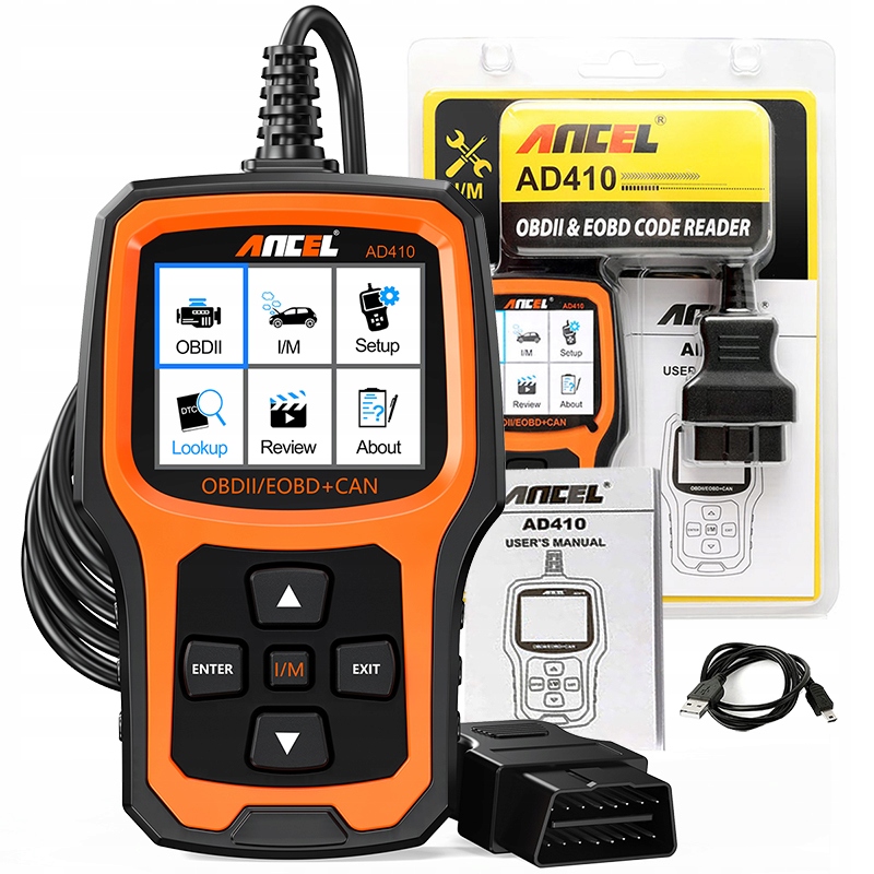 Ancel AD410 Obdii Diagnostický skener pro všechna OBD2 vozidla od roku 1996, podpora Polština obd eleven