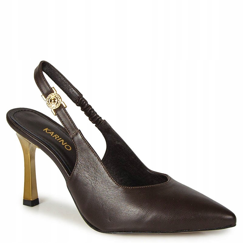 Karino 5445 Hnědé Kožené Lodičky S Odkrytou Patou 36
