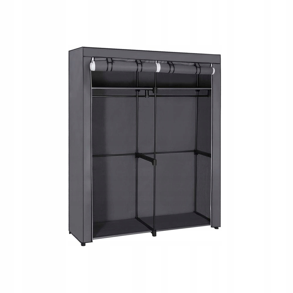 Skříň z látky s policemi 174 cm Tmavě Šedá