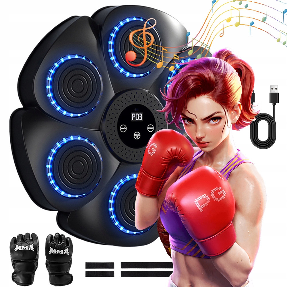 Trener Do Boksu Inteligentny Maszyna Tarcza Led Bt Głośnik +bokserskie