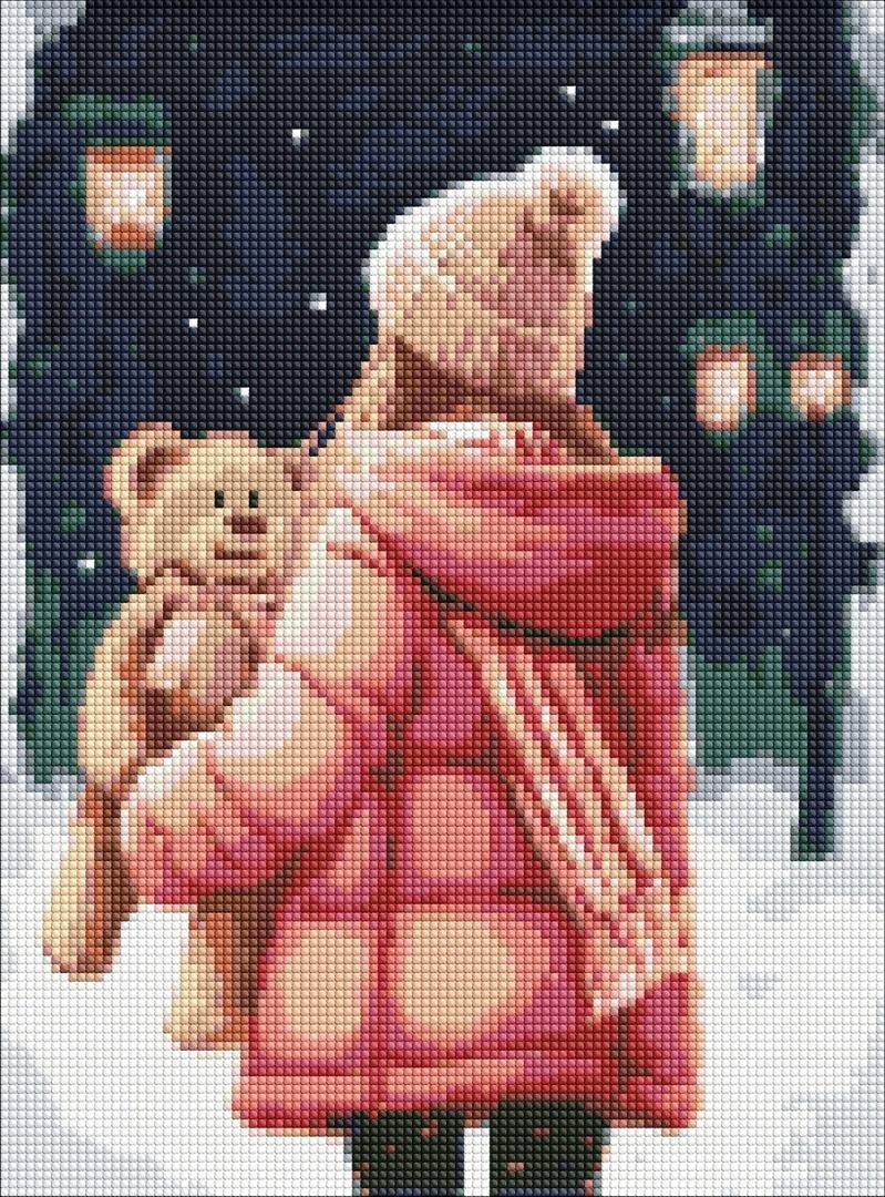 Diamantová mozaika Na zimní procházce 30x40 cm