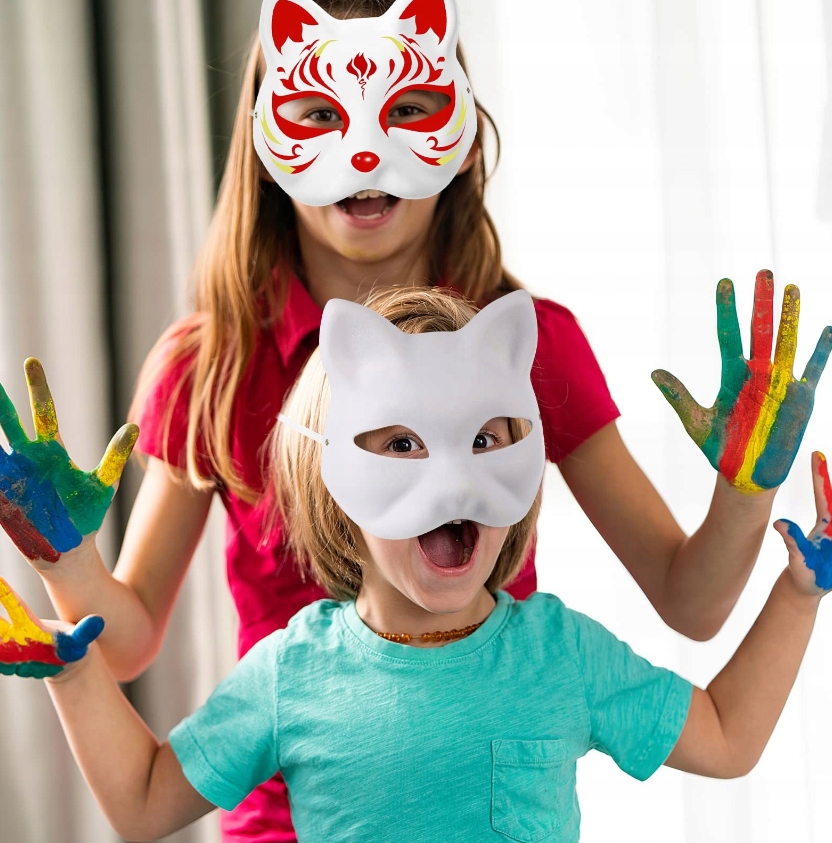 MASKA KOTA MASKI DZIECIĘCE DO MALOWANIA Z MIESZANY ZWIERZĄT 3 SZT Rodzaj na twarz