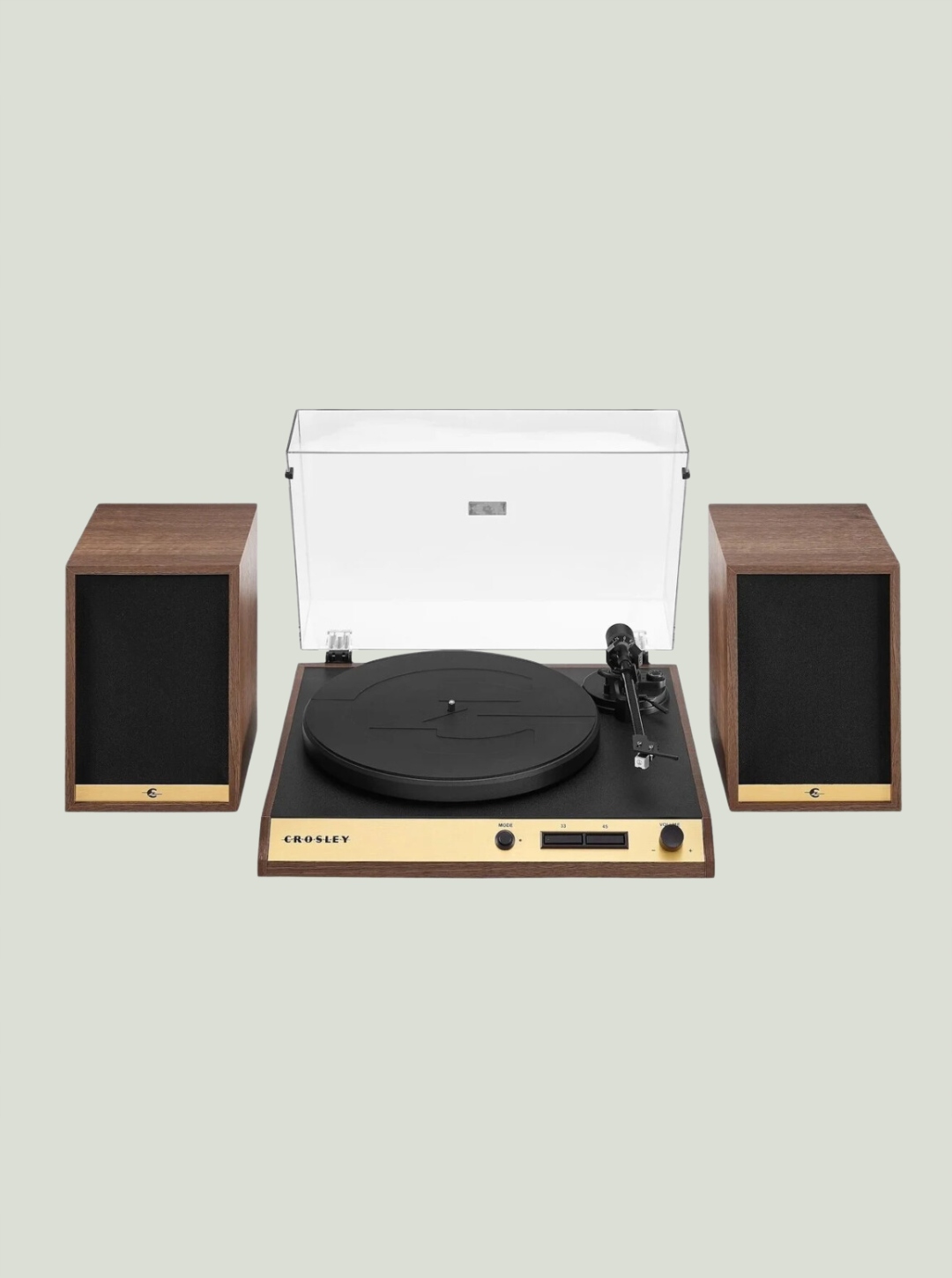 Gramofon Crosley C72 Walnut Golden Details s reproduktory