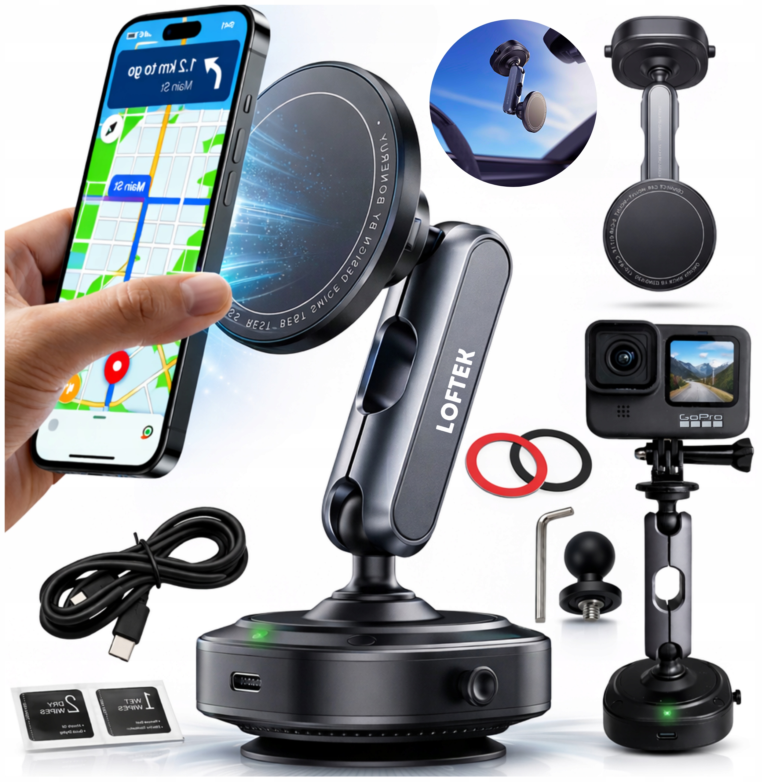 Držák telefonu do auta Magnetický Automatický Vakuový na sklo