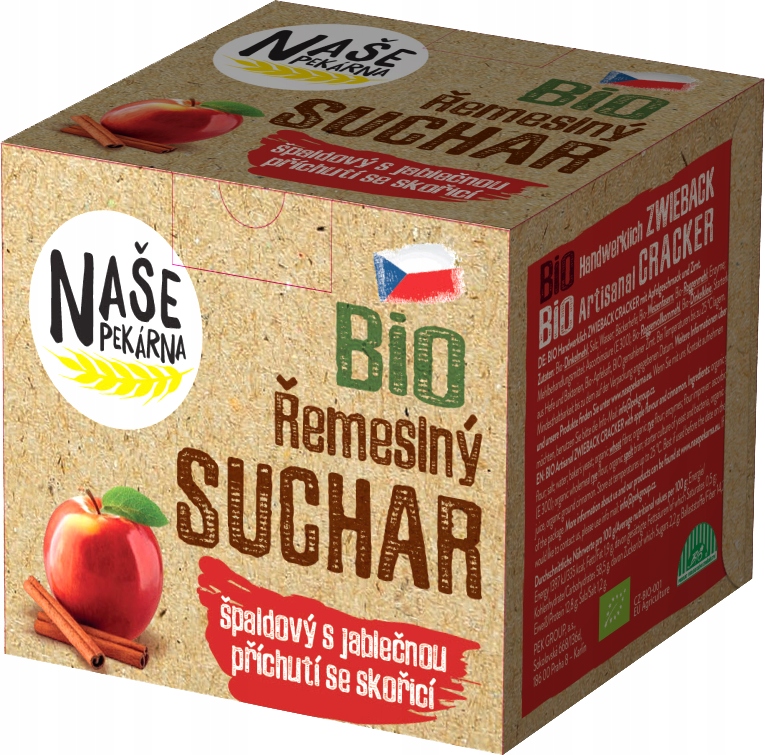 Levně Bio Suchar špaldový s jablečnou šťávou se skořicí 15 ks