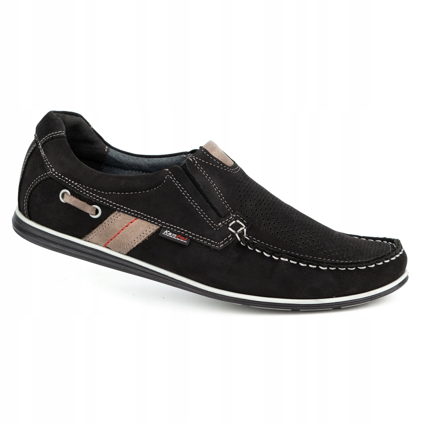 Pánské perforované nazouvací kožené mokasíny 53/3/P černé 41