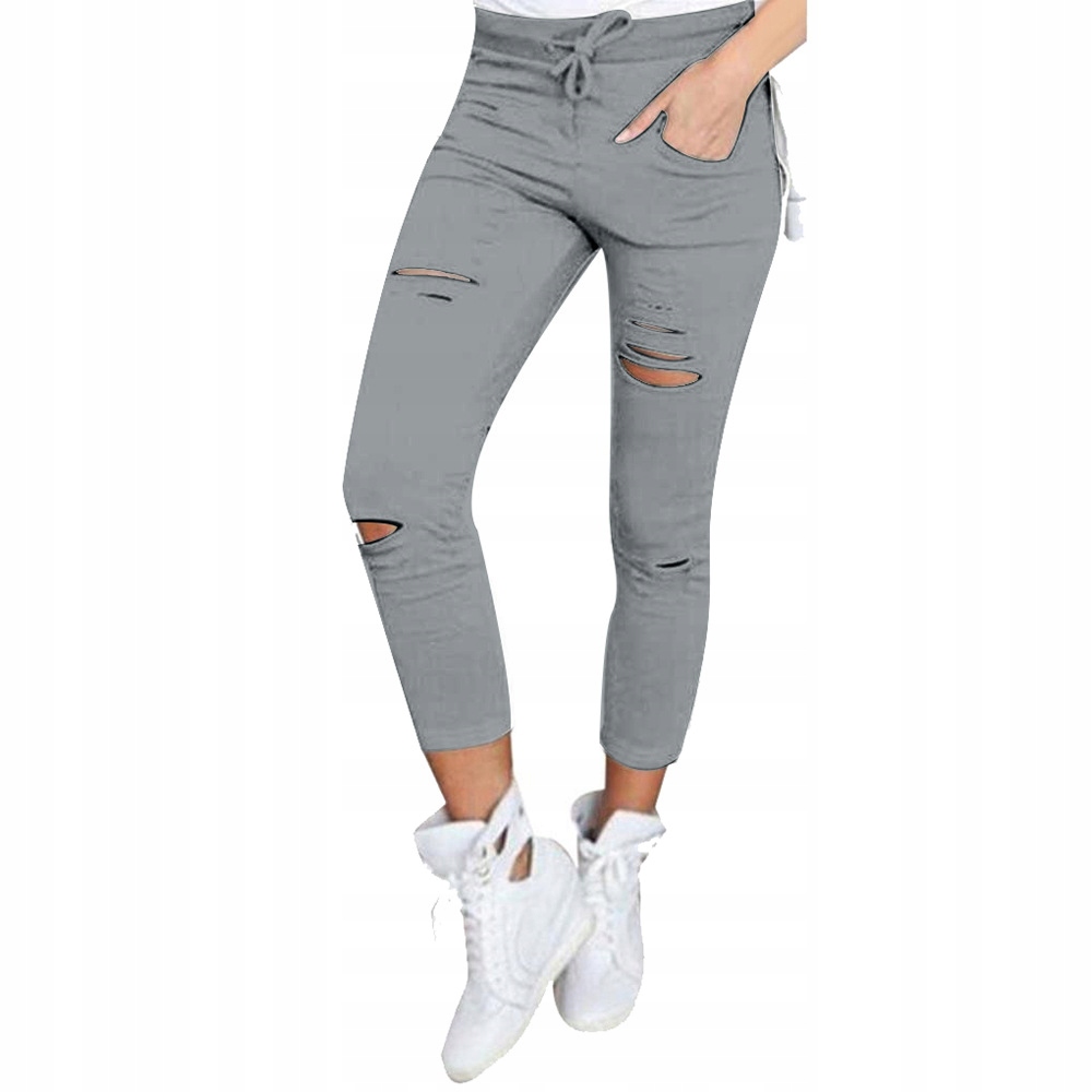 

Modne Spodnie Dresowe Z Dziurami Strecz Legginsy