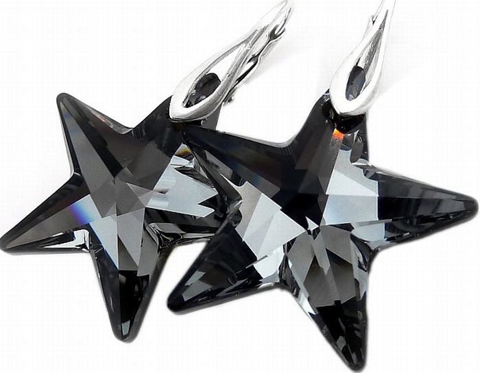 Krystaly náušnice Night Star Stříbro