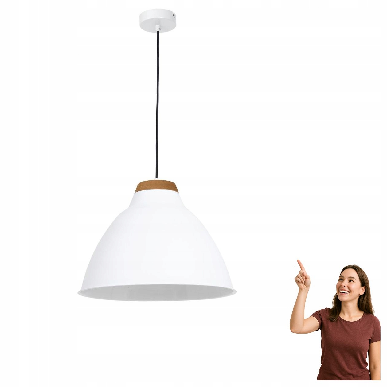 Biela kovová závesná lampa Skal 9189 Luminex