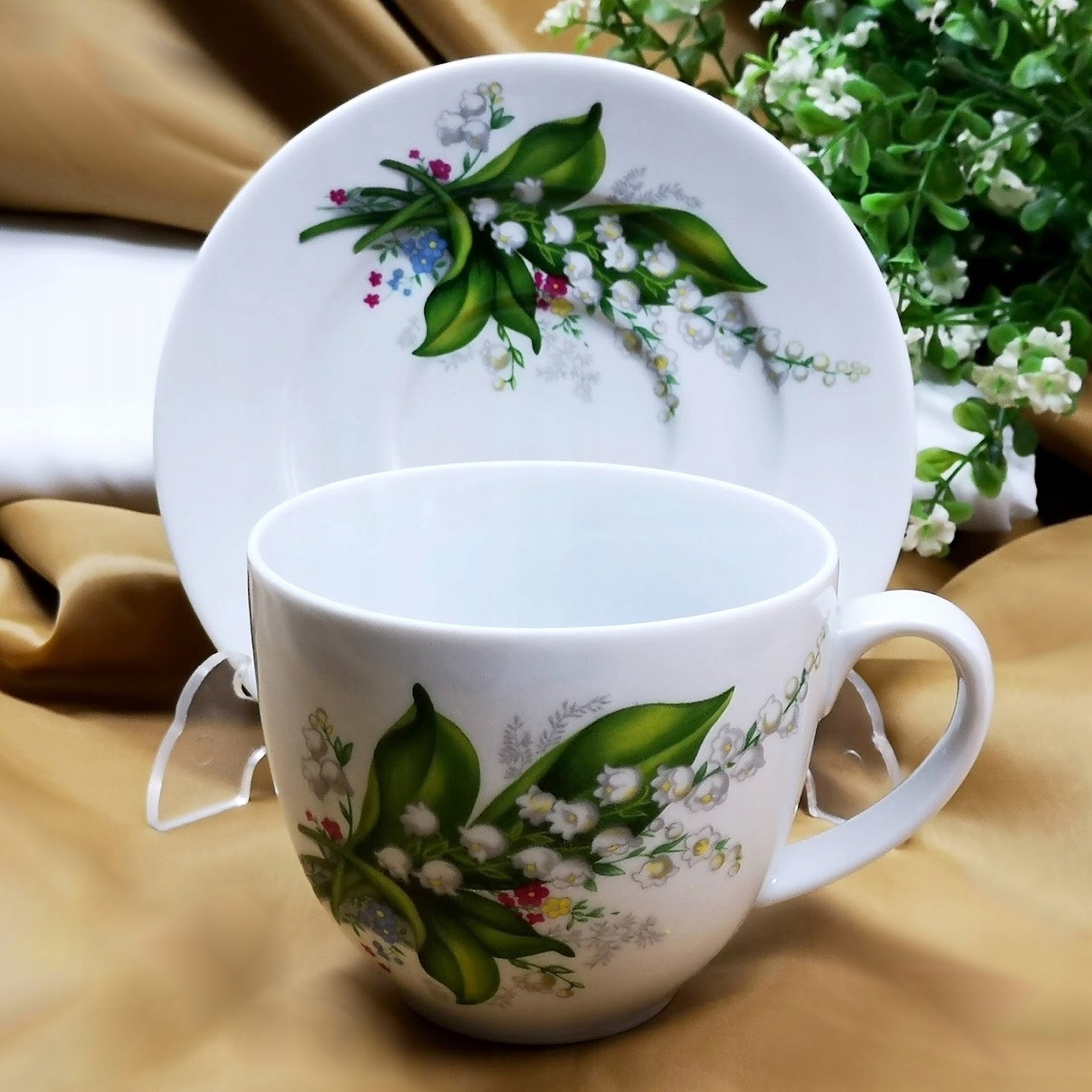 800 FILIŻANKA 400 + SPODEK 16 Konwalia RITA MALCER Kod producenta G-160-800-2-40