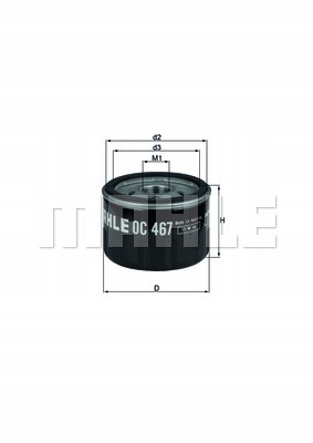 MAHLE FILTR OLEJU OC 467 Numer katalogowy części OC 467