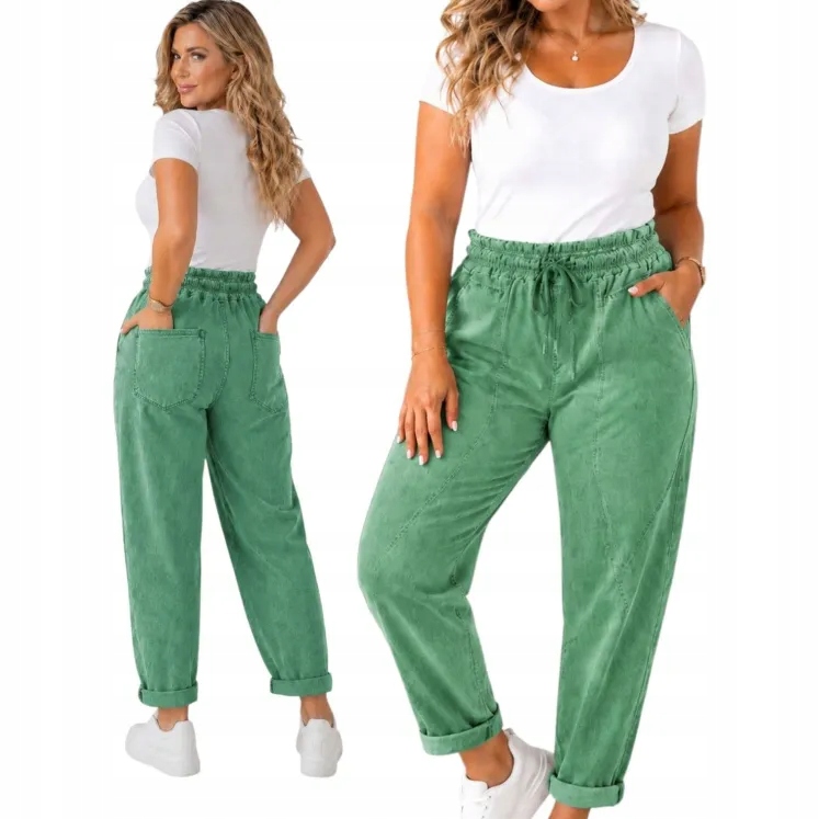 Džínové kalhoty Plus Size zelené elastické viskóza lycra 50 52 5XL 6XL