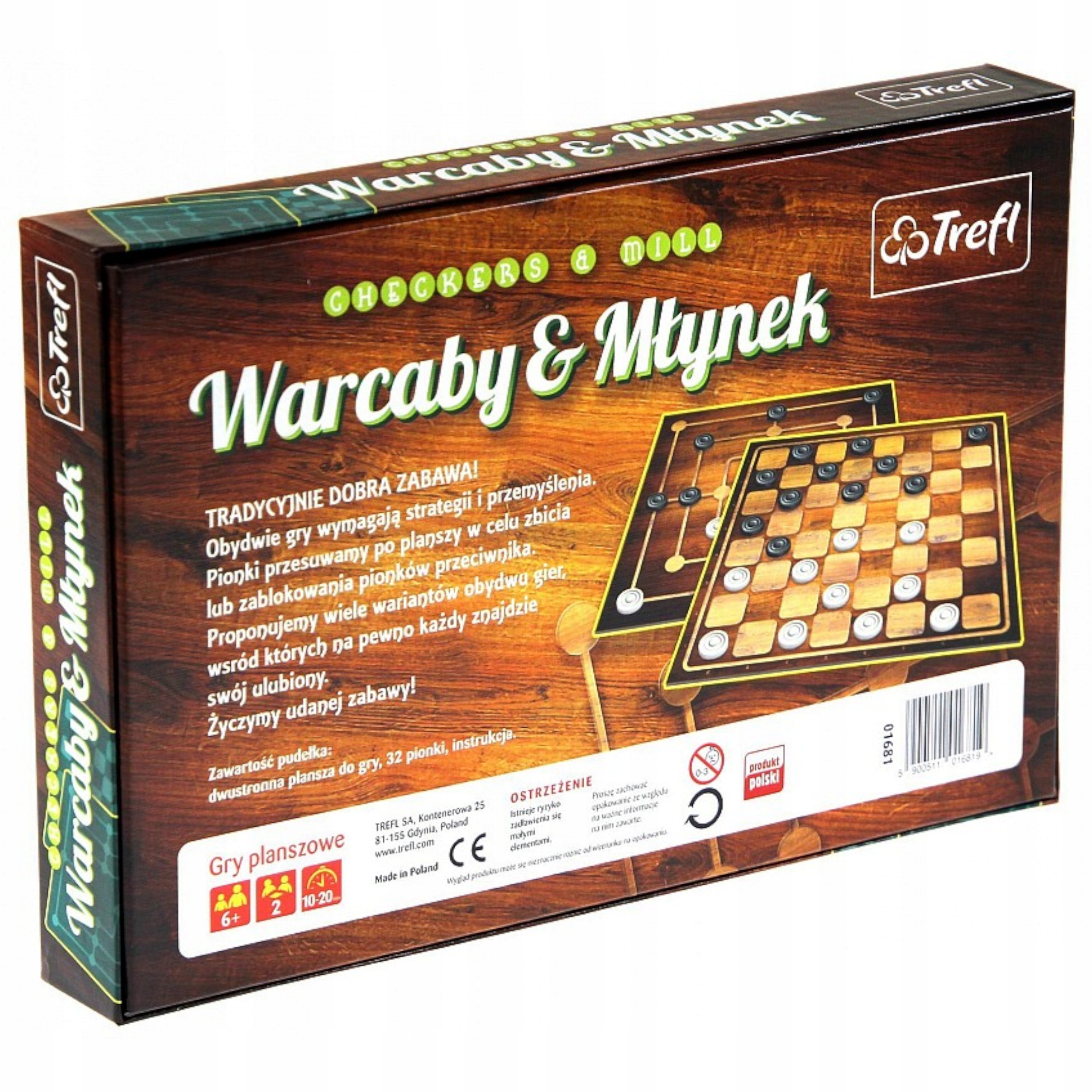 Gry planszowe Warcaby & Młynek Trefl 01681 Typ Podstawa