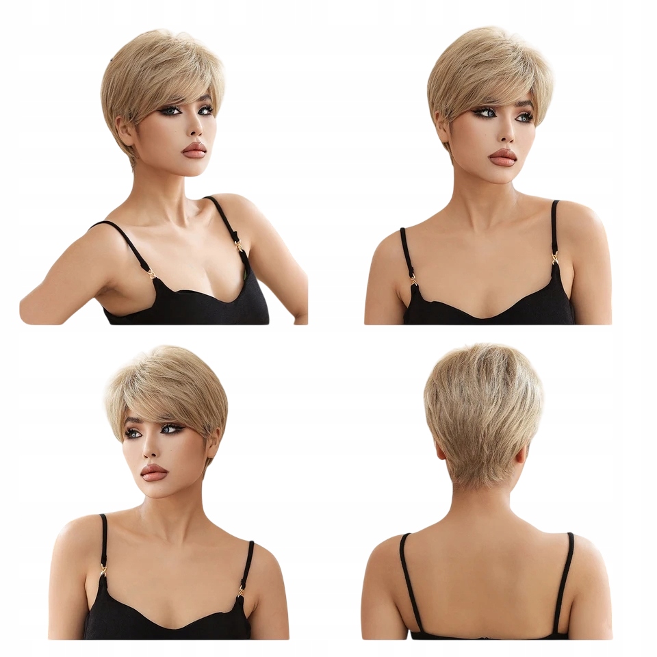 Peruka krótka blond pixie włosy na co dzień jak naturalne Pixie