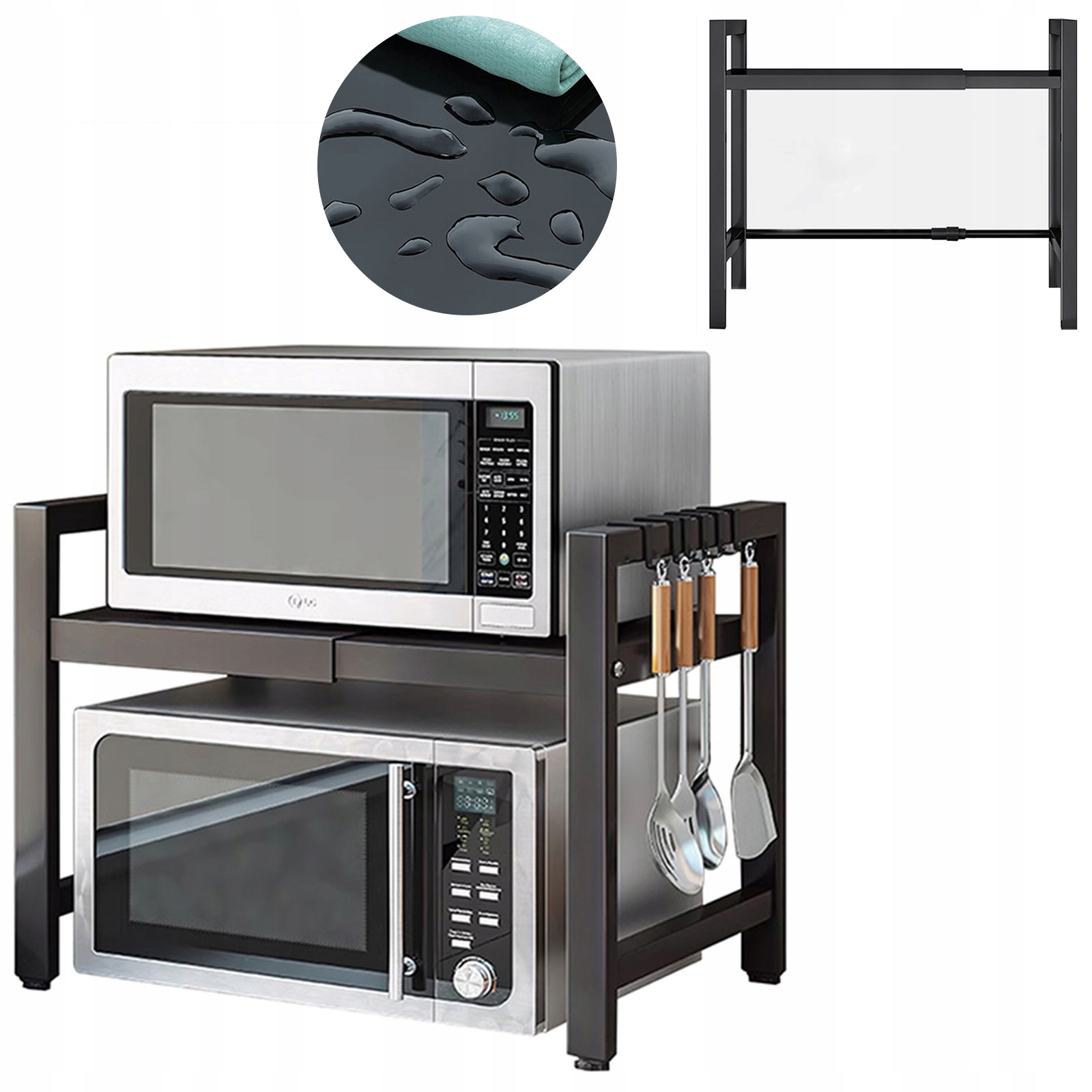 PÓŁKA DO KUCHENKI MIKROFALOWEJ ROZSUWANA REGULOWANA ORGANIZER 40-64 cm