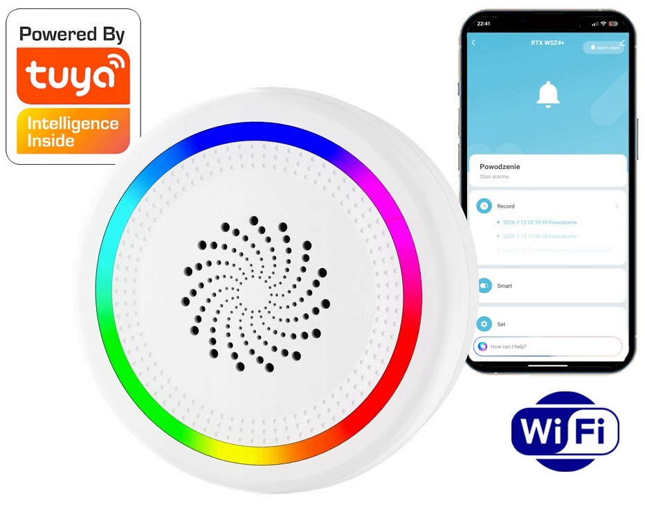Rtx Funkční signalizátor Siréna WiFi Tuya #Vlastní zprávy a melodie