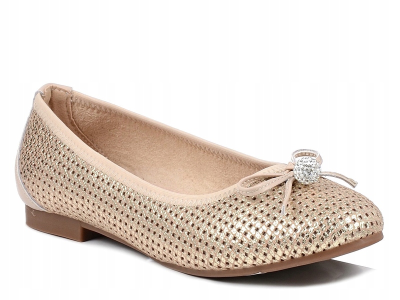 Dámské zlaté balerínky T.Sokolski W25-225 z kůže, vel. 37