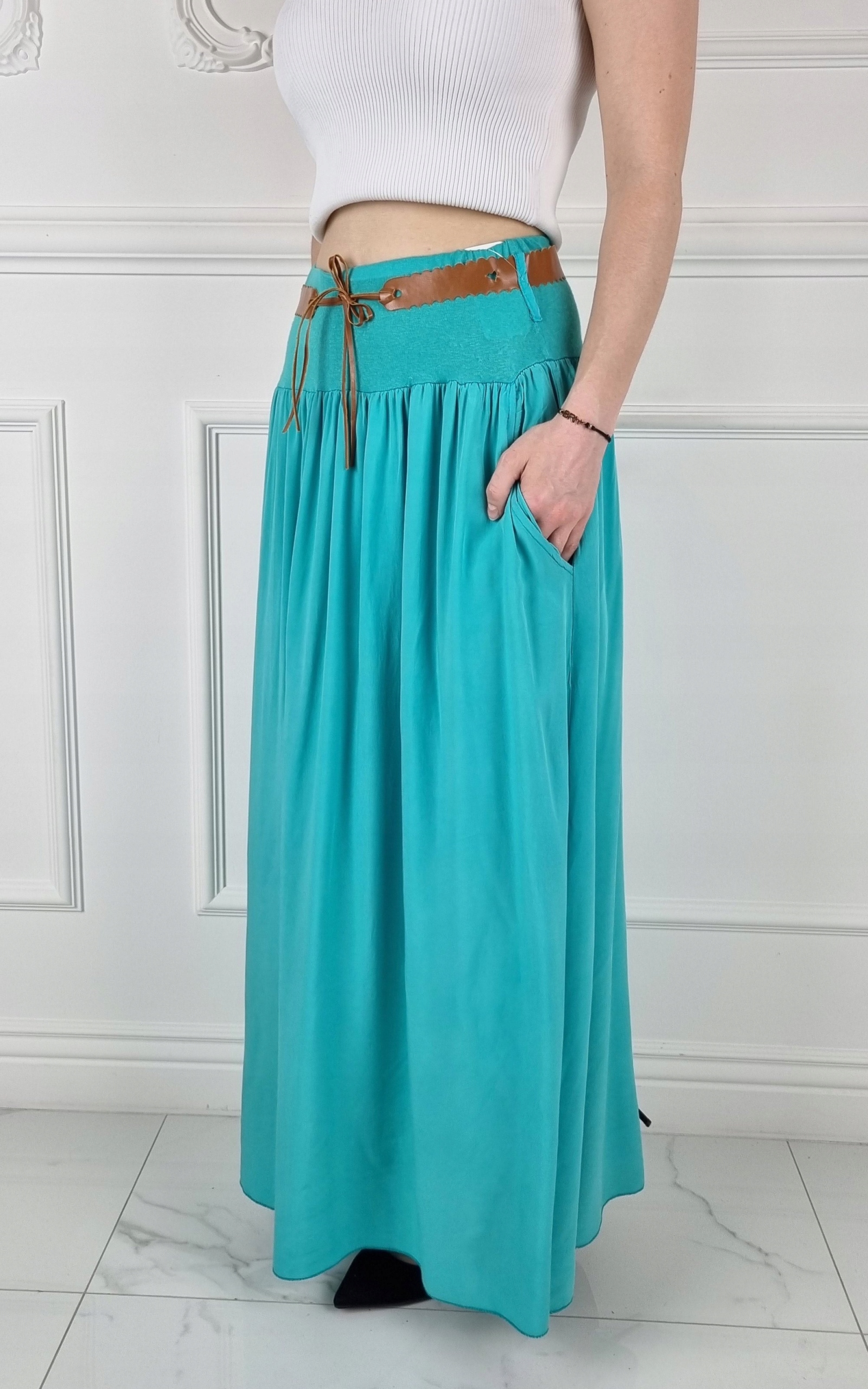 ZWIEWNA DŁUGA SPÓDNICA MAXI DO KOSTEK BOHO DAMSKA Zapięcie brak