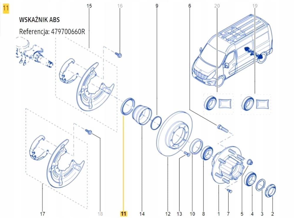 Pierścień Abs Oryginał Tył R Master 3 479700660R Producent części Renault OE