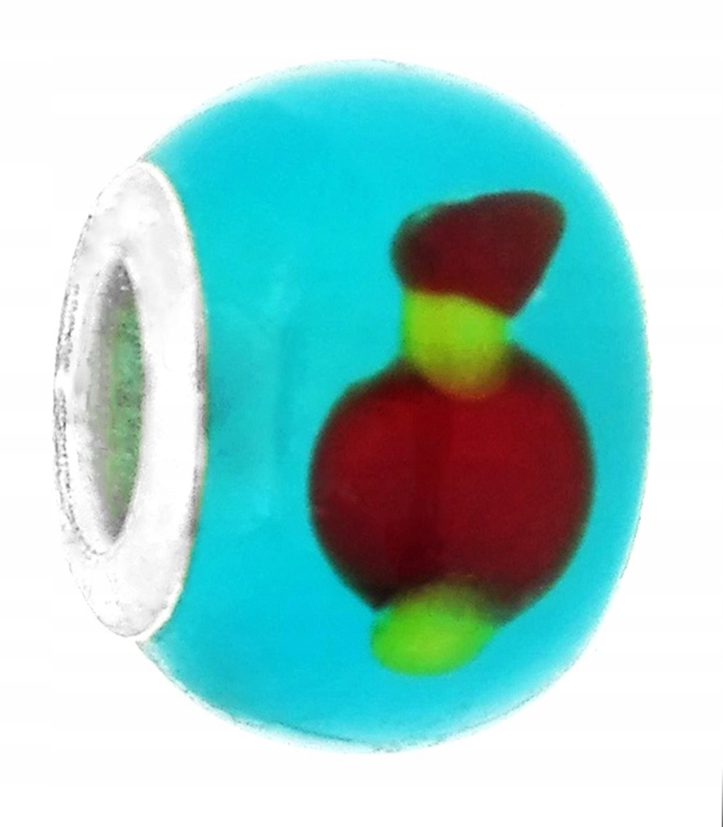 

Zawieszka beads szklany błękitny z rybką