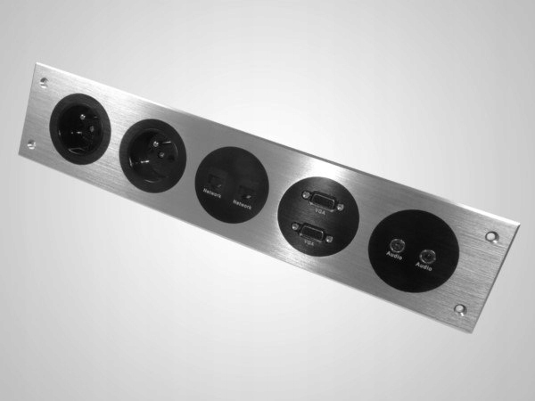 Media port Cova 2*230V 2*RJ45 2*VGA 2*malý jack