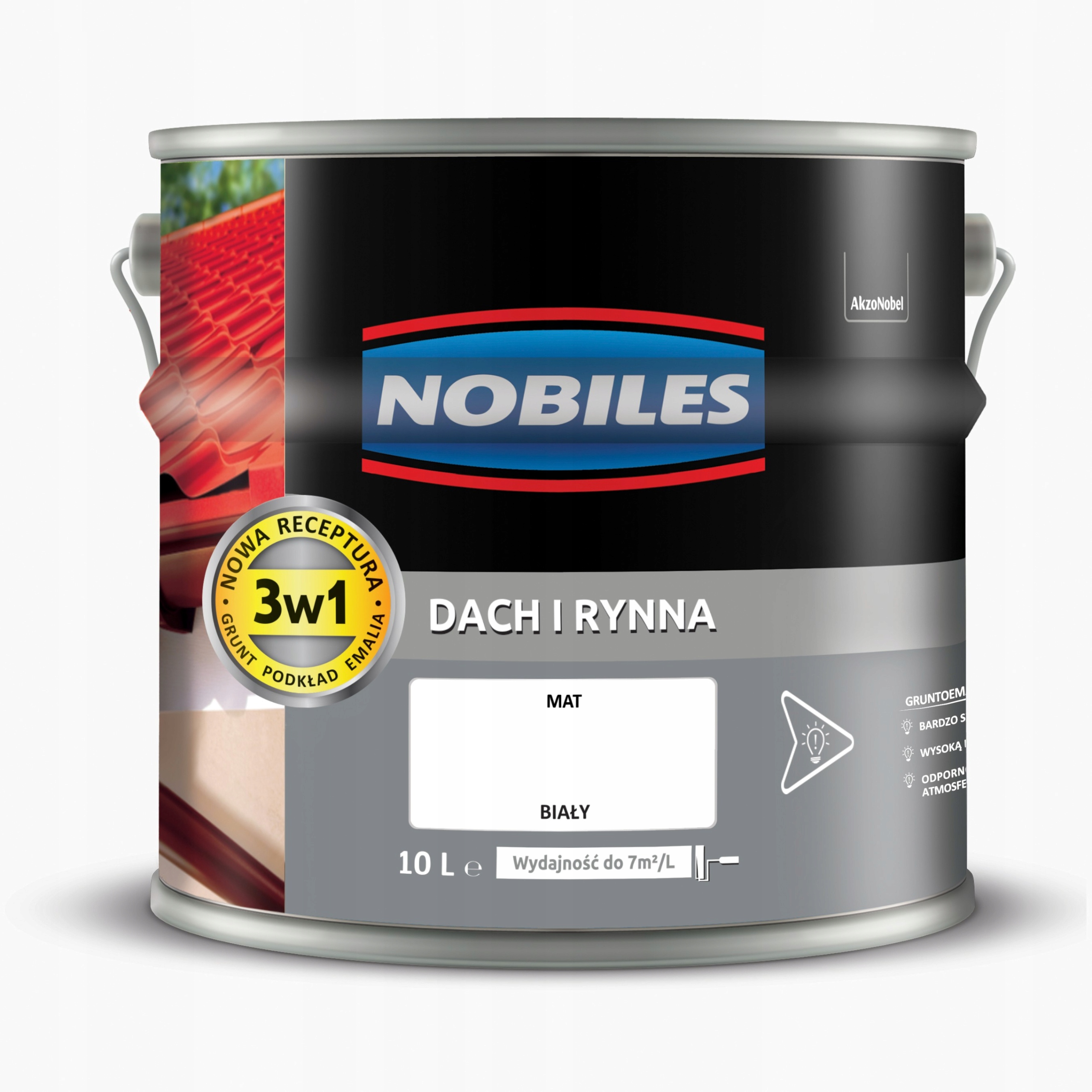 Nobiles Dach i Rynna Biały Matowa 10L
