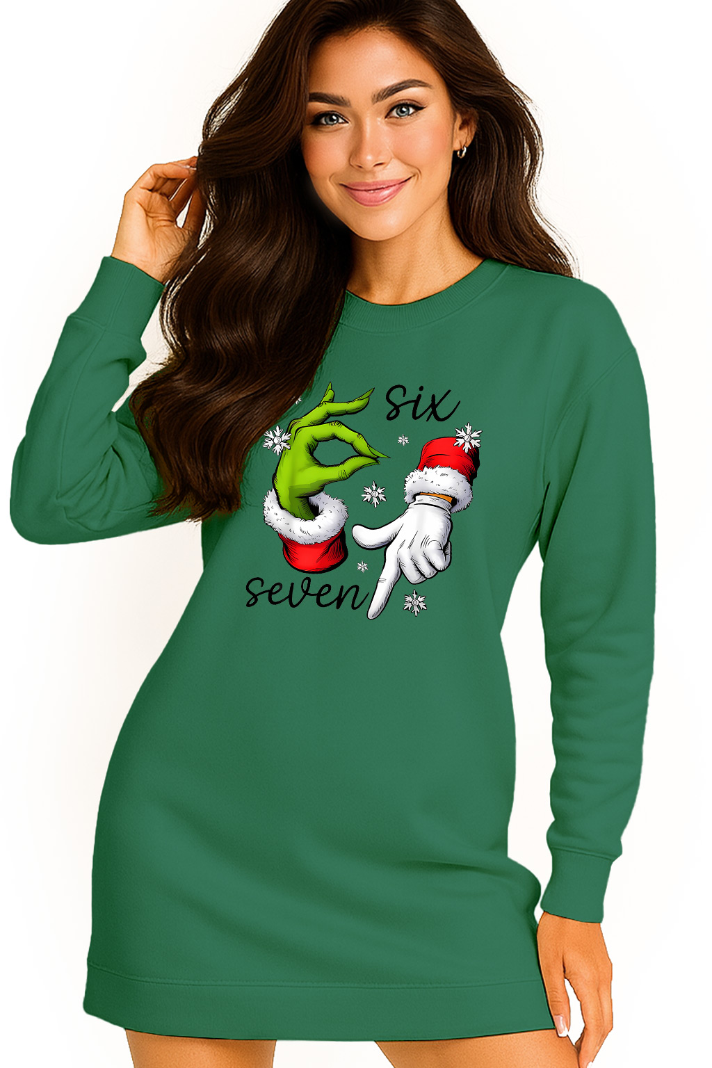 Mikina Vánoční Oversize Šaty Six Seven 67 Grinch Dárek S