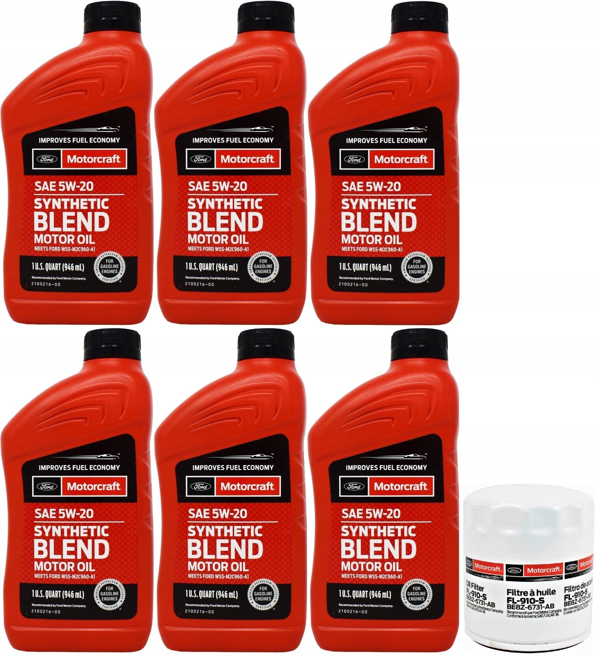 MOTORCRAFT 5W30 6L + FILTR FL910 MUSTANG 2,3 15-20