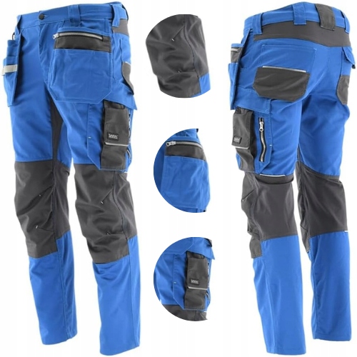 Spodnie robocze Monterskie elastyczne mocne ochronne niebieskie