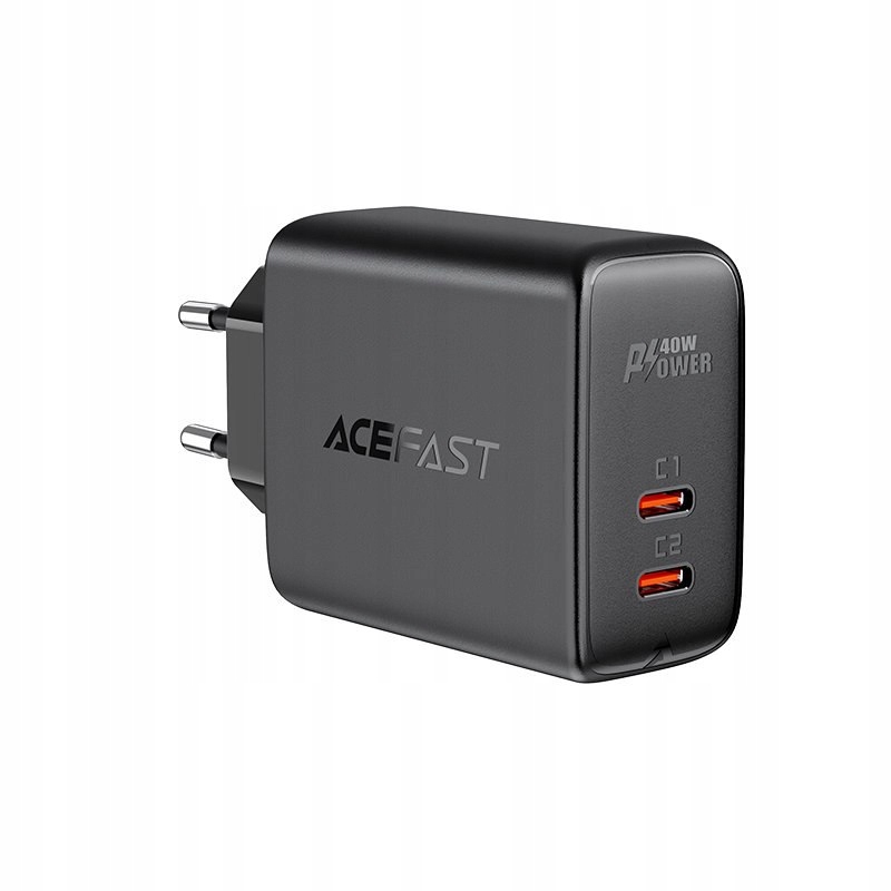 Ładowarka sieciowa 2x Usb-c 40W Pps Pd Qc 3.0 Afc Fcp czarny Acefast