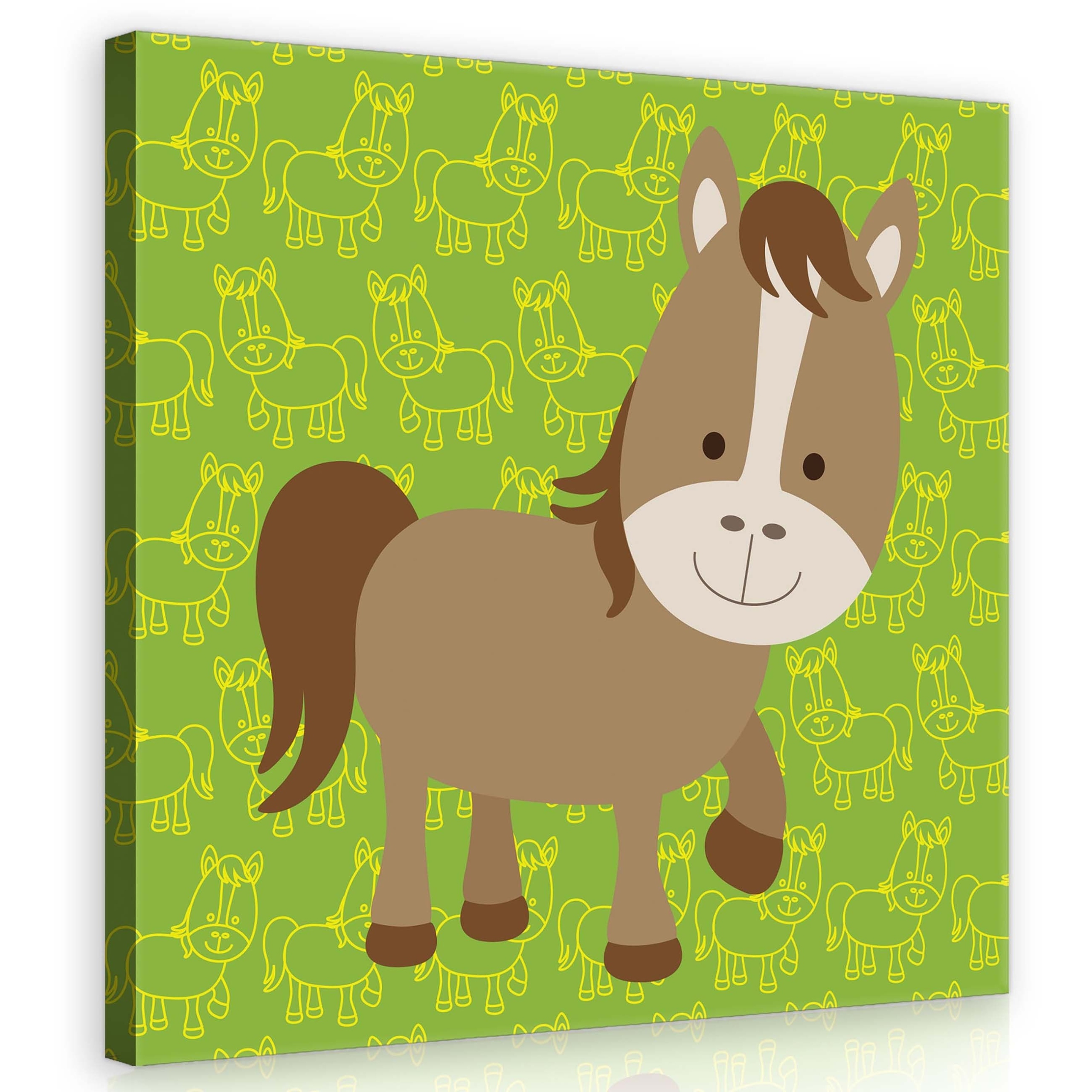 Obraz 80x80 Kůň kreslený sladký veselý živé barvy dětský vzor