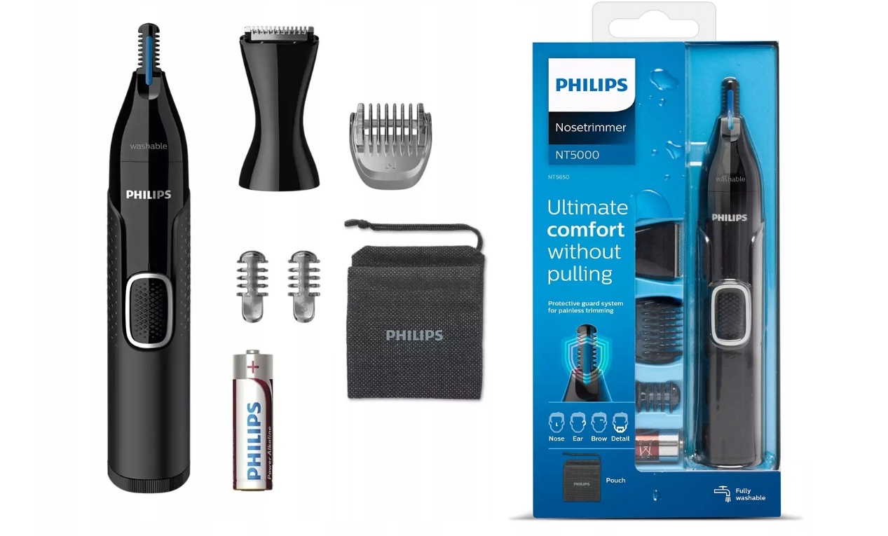 TRYMER DO WŁOSÓW W NOSIE DO USZU BRWI ZAROSTU PHILIPS BEZPIECZNY +BATERIA Model Trimmer Series 5000