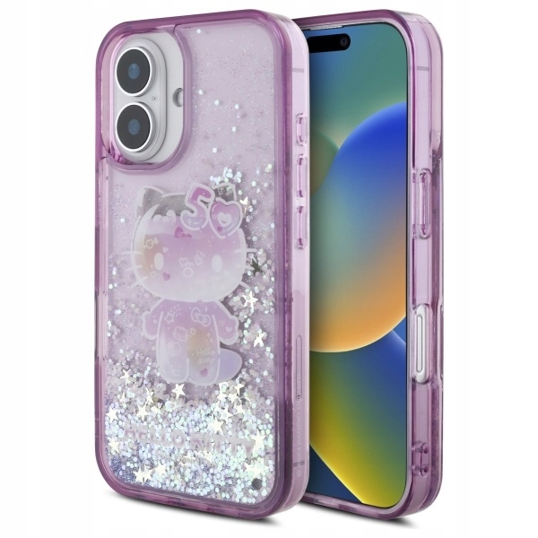 Etui Hello Kitty Liquid Glitter 50TH Anniversary Party na iPhone 16 Hello