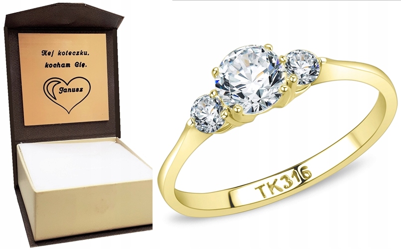 Zlatý zásnubní prstýnek Say Yes gravírování vel. 10