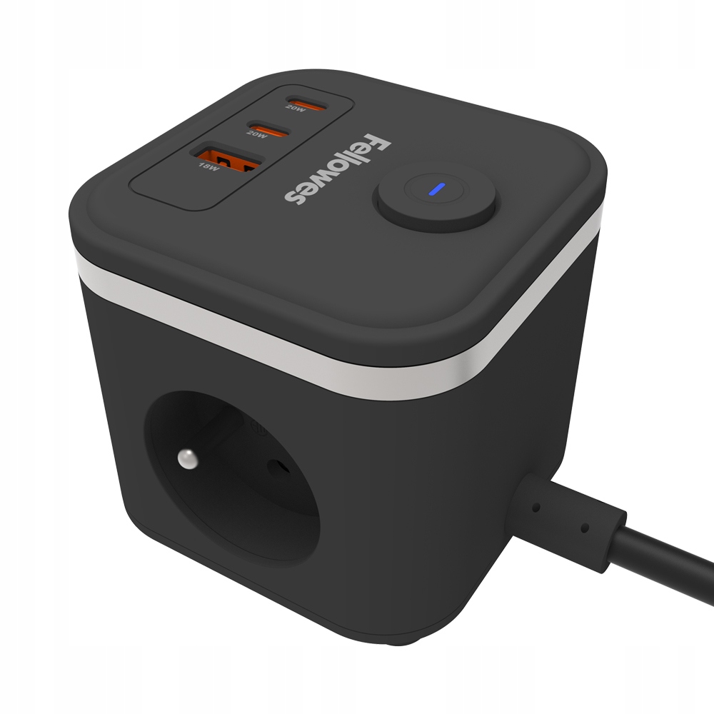 Fellowes napájecí kostka Power Cube, 3gn x230V, 2x Usb-c, 1xUSB, kabel 2 m