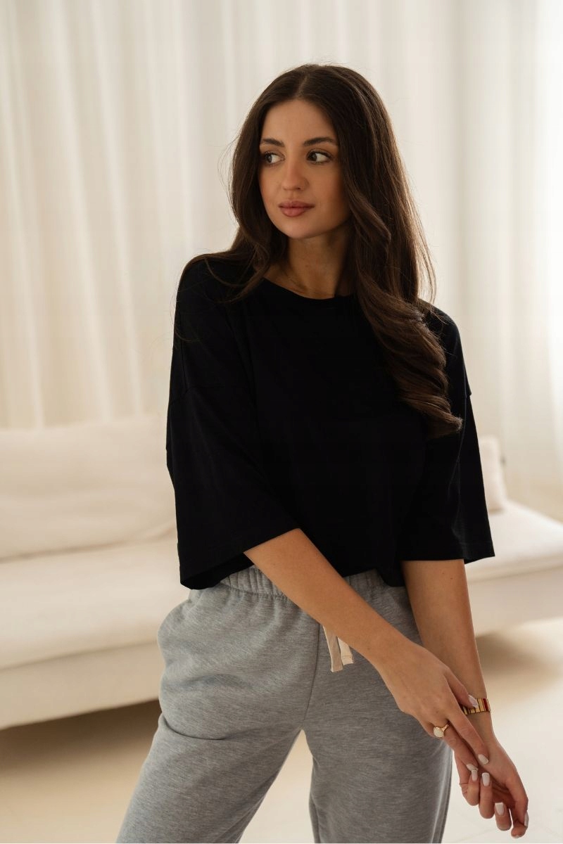 Dámské tričko Nero Oversize černé 100% merino vlna L