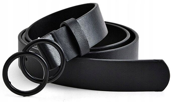 

skórzany Damski pasek klamra czarna koła