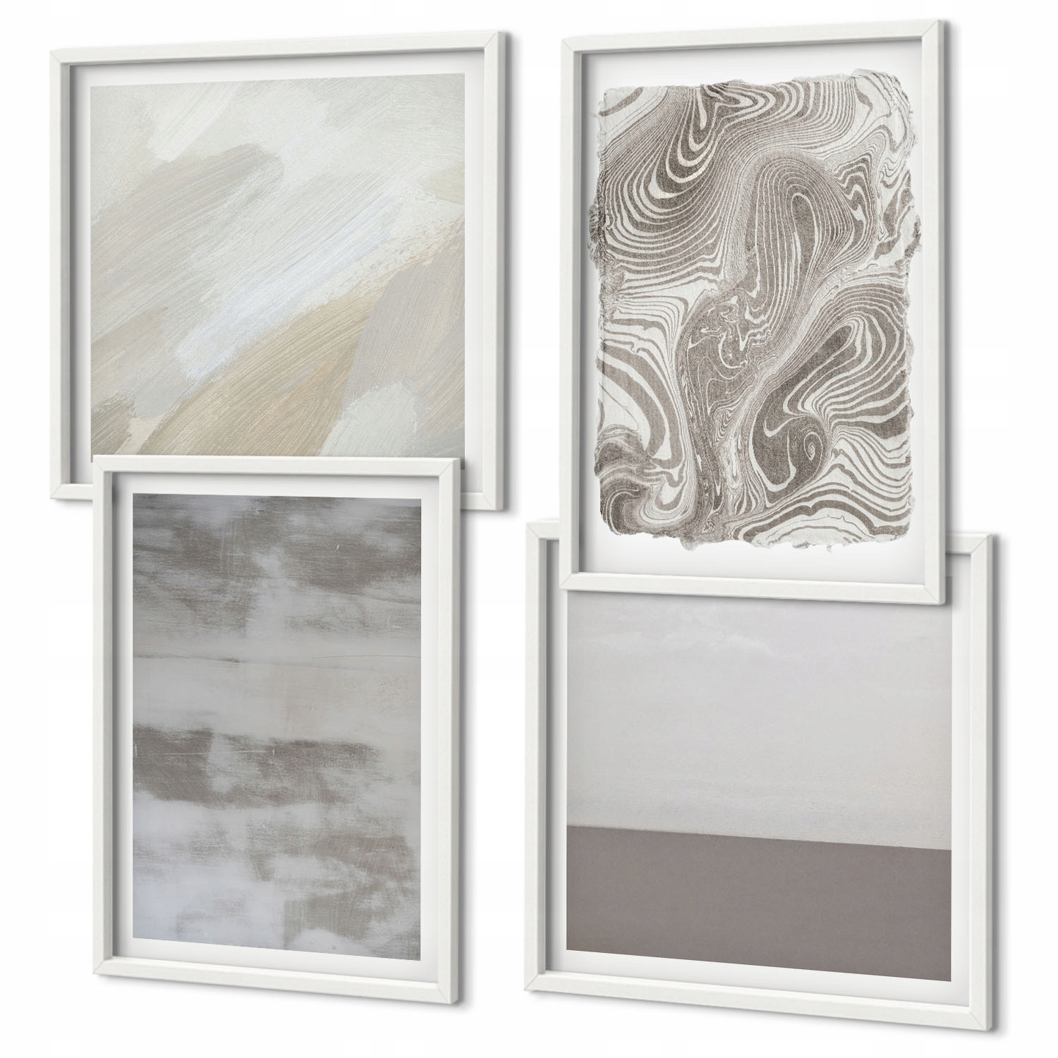 Elegantní sada obrazů nad stůl Průmyslové struktury design Bílý rám