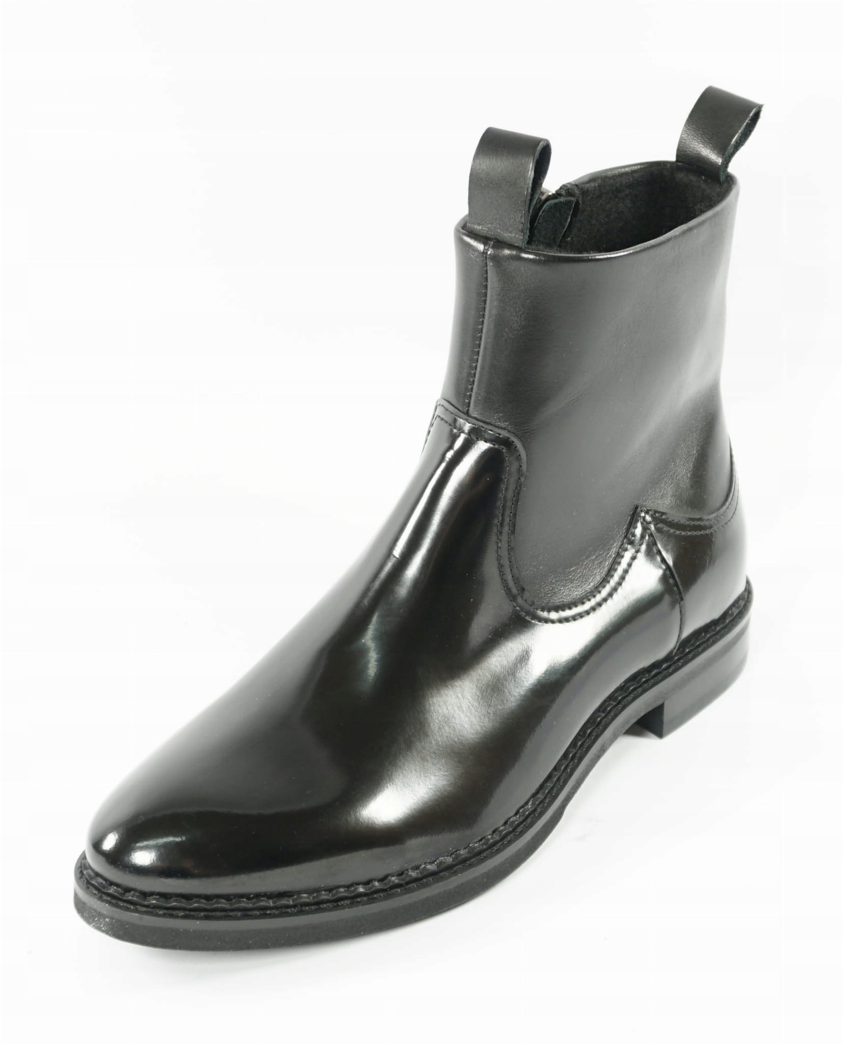 Skórzane czarne botki sztyblety Trio D131 filc R37