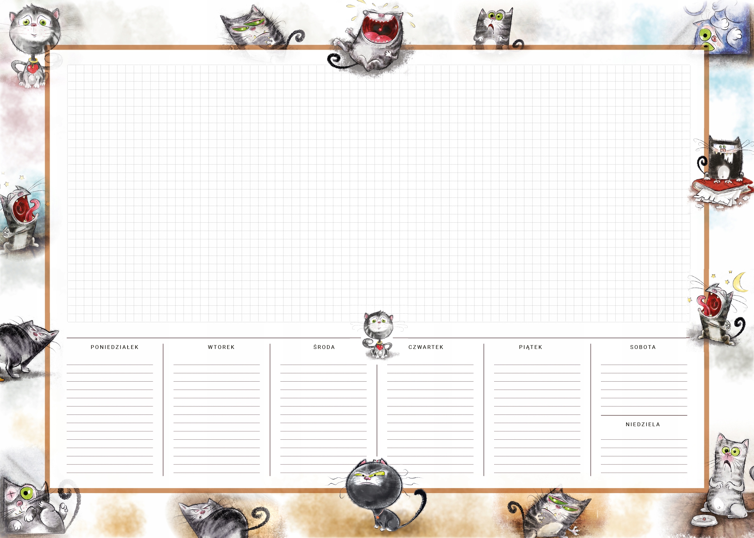 Planer na biurko, tygodniowy, biuwar A3++