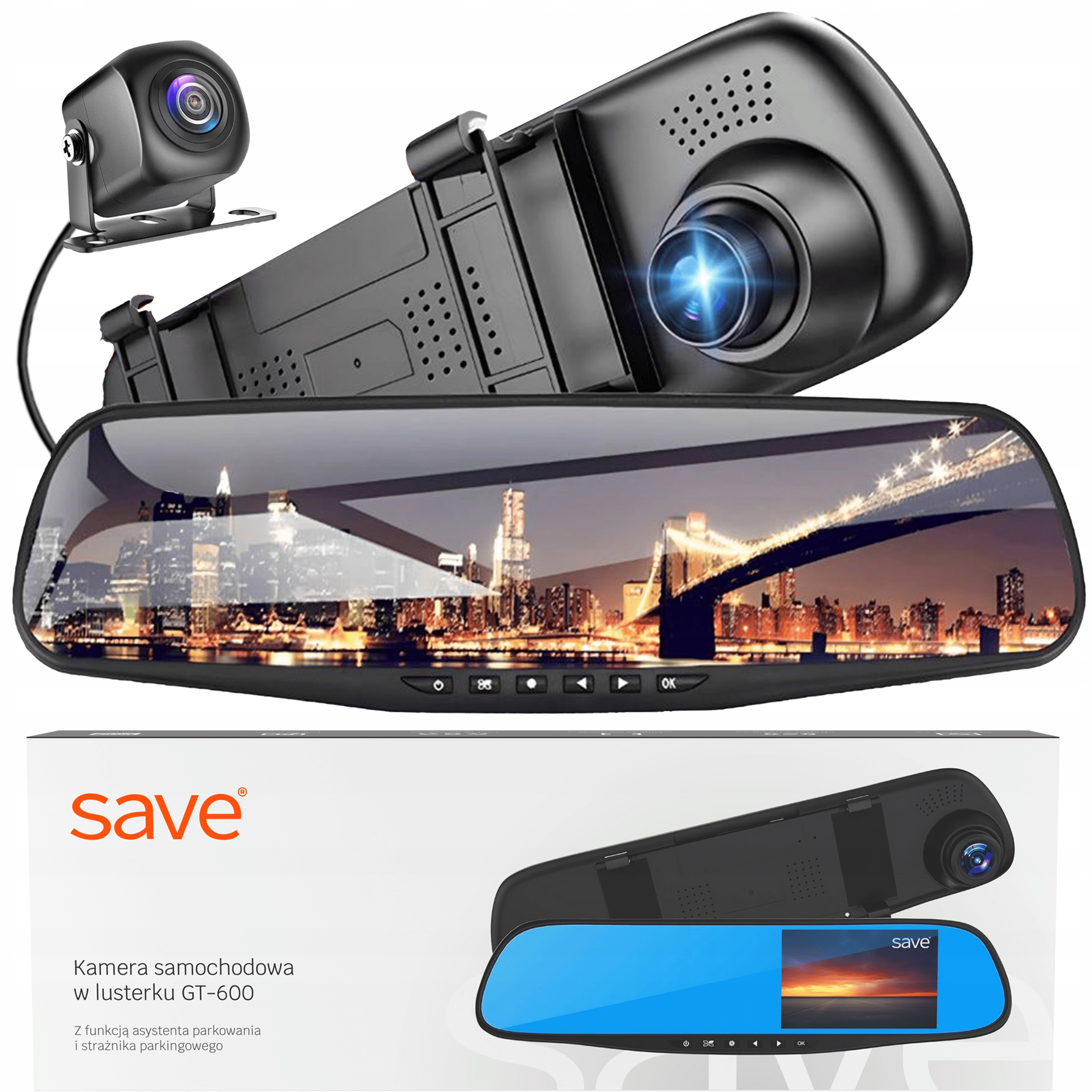 WIDEOREJESTRATOR JAZDY KAMERA COFANIA LUSTERO F-HD