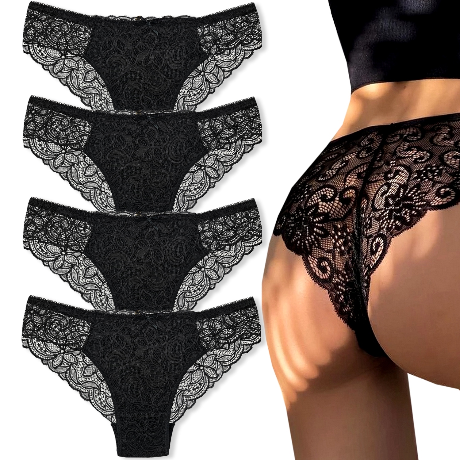 

4 Pak Koronkowe Figi Majtki Jakość Premium #M