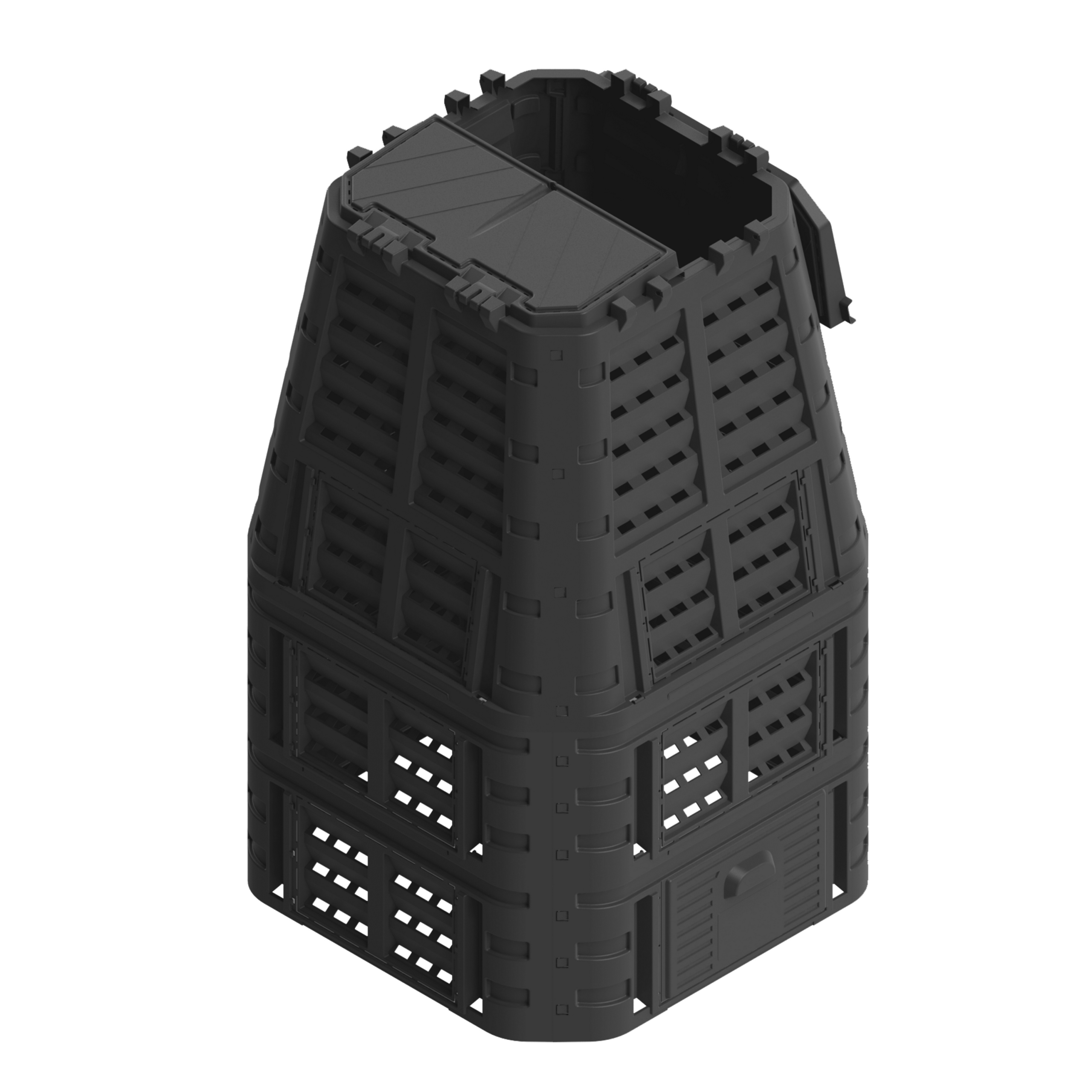 Komposto dėžė sodui, 1000 l, modulinė, juoda