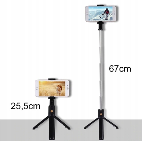 KIJEK DO SELFIE STICK DO IPHONE APPLE BLUETOOTH STATYW Z PILOTEM SOLIDNY Kolor czarny