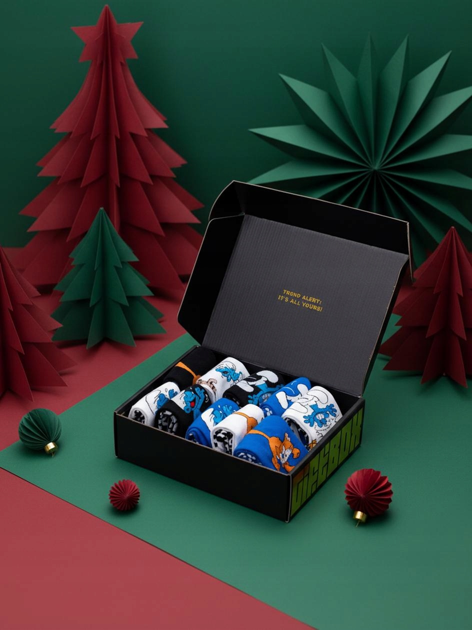 Dárková Sada 10 Párů Dlouhých Barevných Ponožek Ponožky Šmoulové 41-46