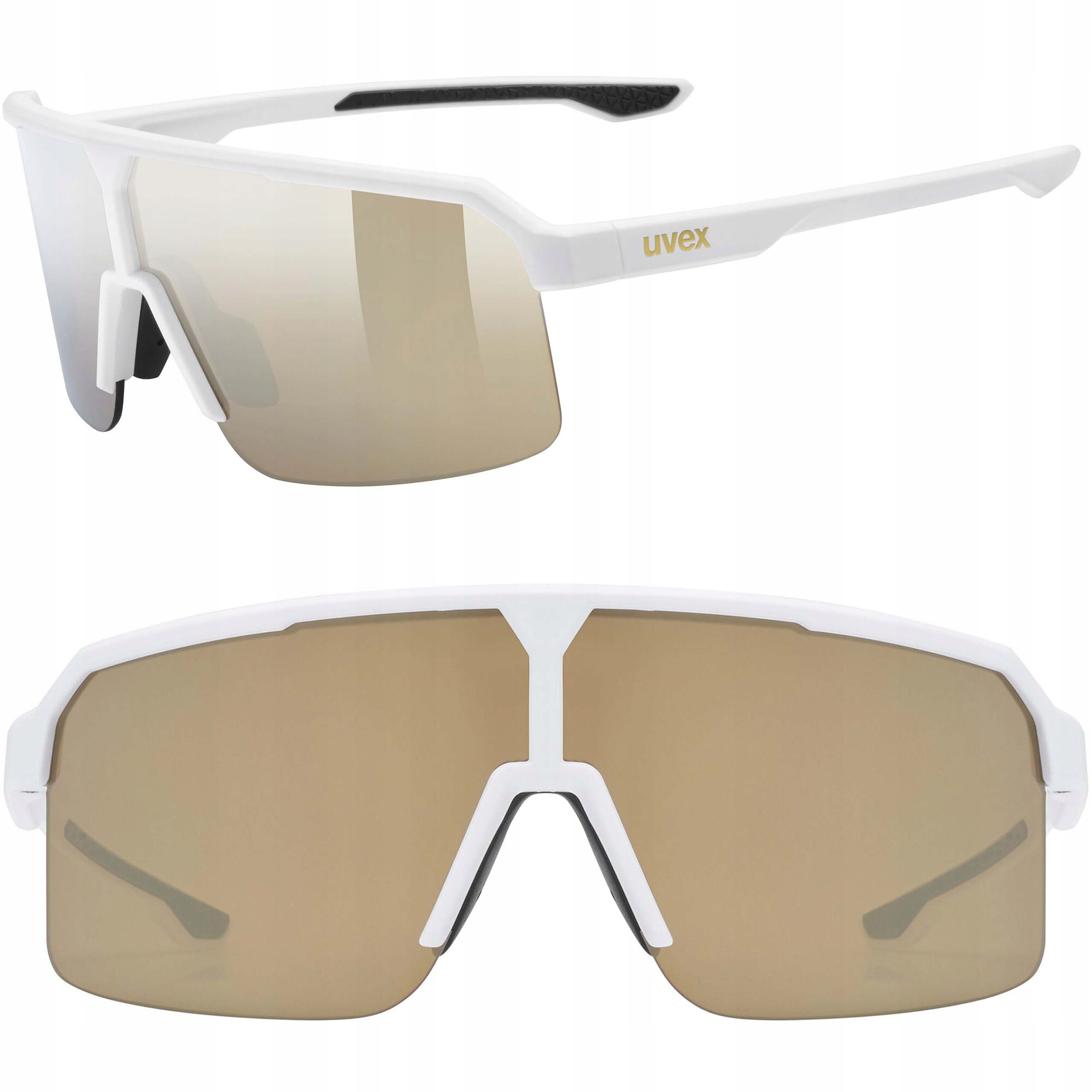 Sportovní cyklistické brýle Uvex Ramp white matt mirror gold S3