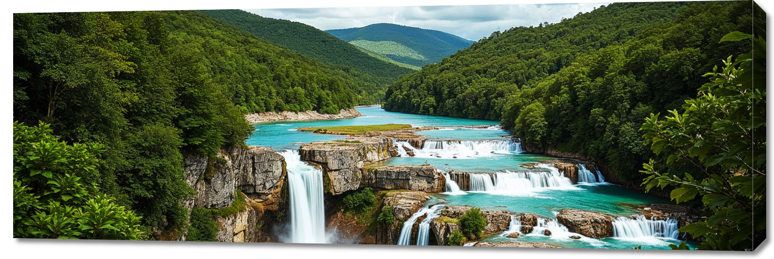 Obraz 150x50 cm obraz na plátně do obývacího pokoje Ložnice Panorama Vodopády