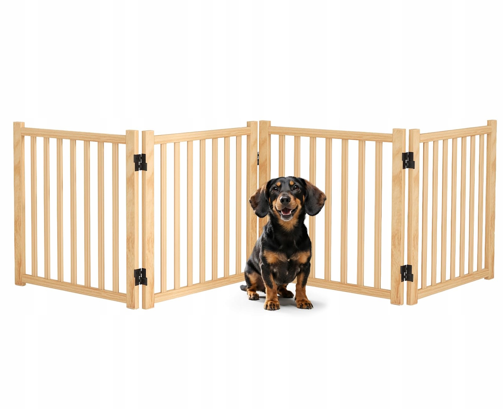 Drewniana bramka dla psów, ogrodzenie dla zwierząt domowych, 4-częściowe